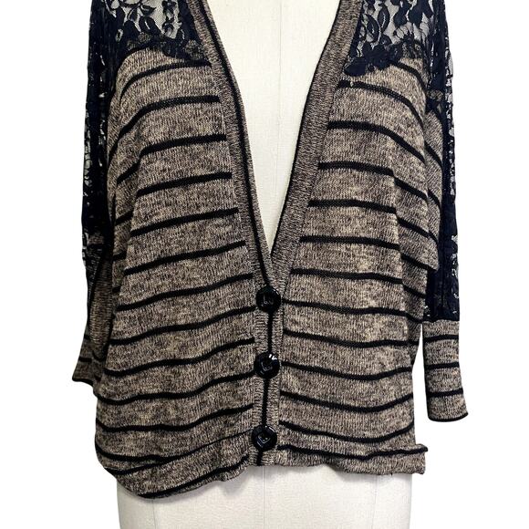 Vintage y2k About A Girl LA Striped Lace Gothic Grunge Cardigan - Picture 6 of 12